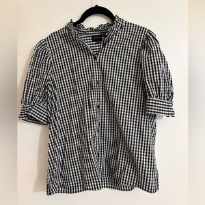 Who What Wear Black and White Checkered Blouse